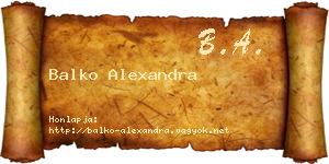 Balko Alexandra névjegykártya
